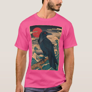 Camiseta Red Moon Raven - Vintage Black Crow al estilo japo