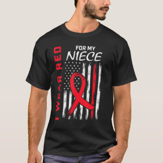 Camiseta Red Niece Heart Disease Awareness Flag Matching Fa