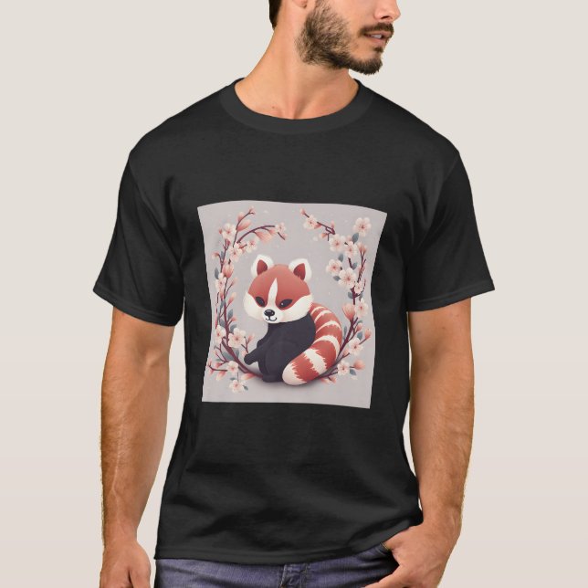 Camiseta Red Panda And Cherry Blossom Scene Beautiful Work (Anverso)