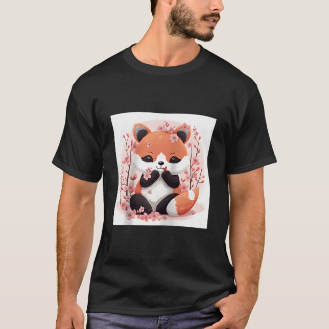 Camiseta Red Panda And Cherry Blossom Theme Lovely Style Ba (Anverso)