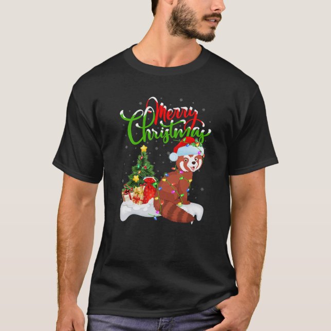Camiseta Red Panda Animal Lover Xmas Lighting Red Panda Chr (Anverso)