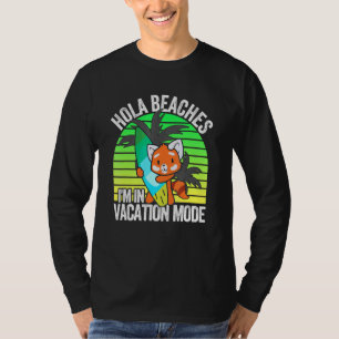 Camiseta Red Panda Beach Vacation Mode Surfboard Summer Hol