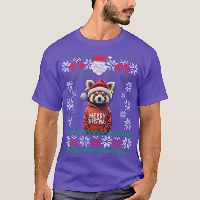 Camiseta Red Panda Christmas Ugly Design Merry Xmas family (Anverso)