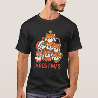 Camiseta Red Panda Christmasree Feliz Navidad divertido
