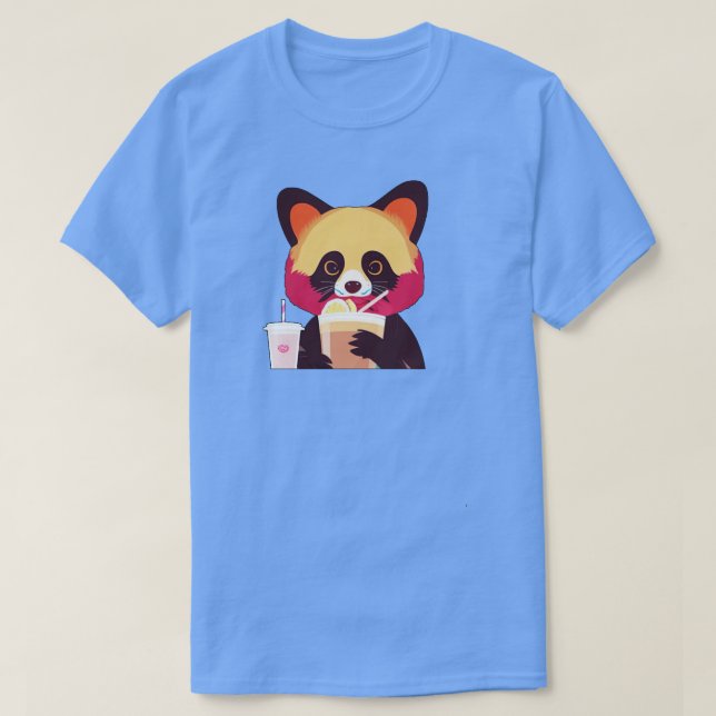 Camiseta Red Panda Drinking a Fruit Smoothie Funny Cute Ani (Diseño del anverso)