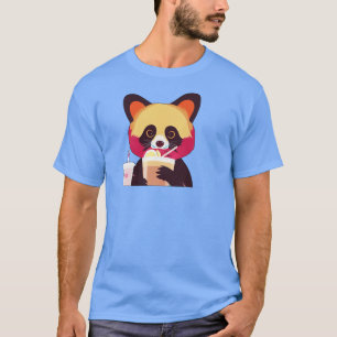 Camiseta Red Panda Drinking a Fruit Smoothie Funny Cute Ani