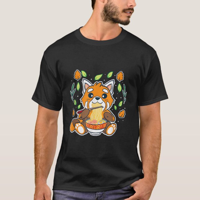 Camiseta Red Panda Eating Ra Noodles Red Panda (Anverso)