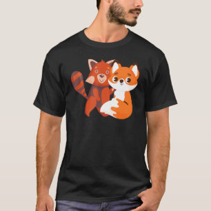 Camiseta Red Panda Fox abrazando Pandas Rojo Gráfico Animal
