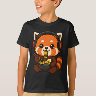 Camiseta Red Panda Gaming Jugador Comiendo Ramen 