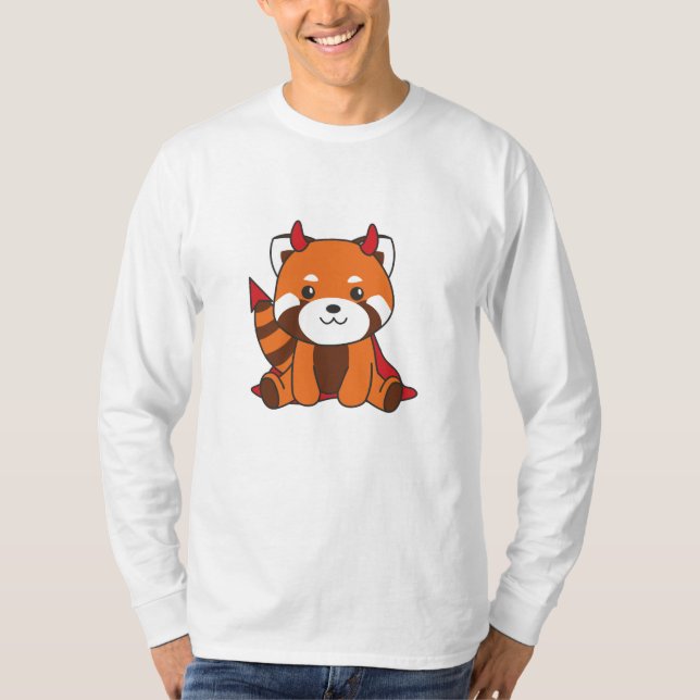 Camiseta Red Panda Halloween Cute Devil Witch Costume (Anverso)