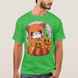 Camiseta Red Panda Jack O' Lantern Halloween Anime Pumpkin