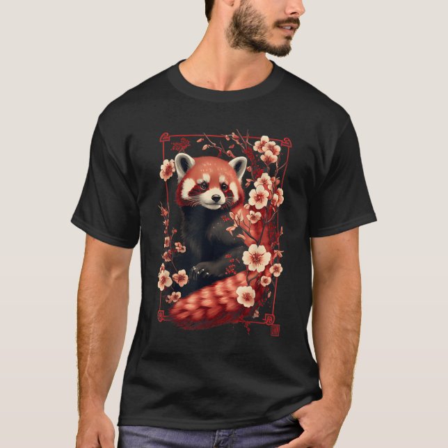 Camiseta Red Panda Japanese Cherry Blossom Flower (Anverso)