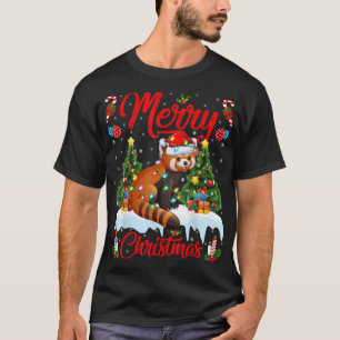 Camiseta Red Panda Lover Xmas Encendiendo Santa Hat Red Pan