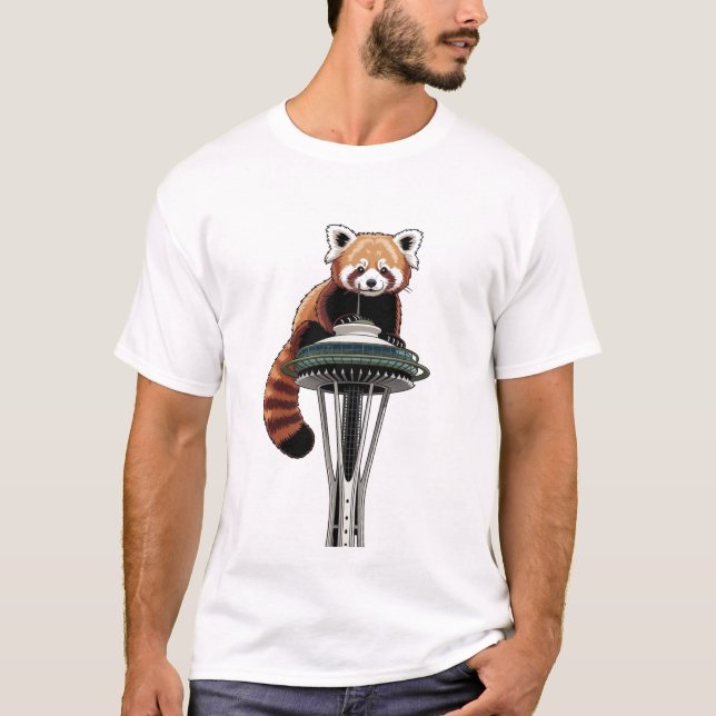 Camiseta Red Panda on Seattle Space Needle (Anverso)
