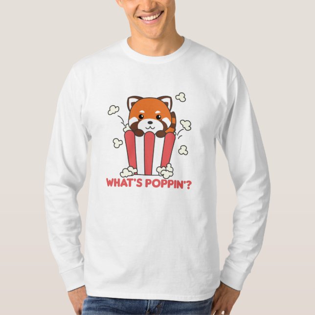 Camiseta Red Panda Popcorn Whats Poppin Funny (Anverso)