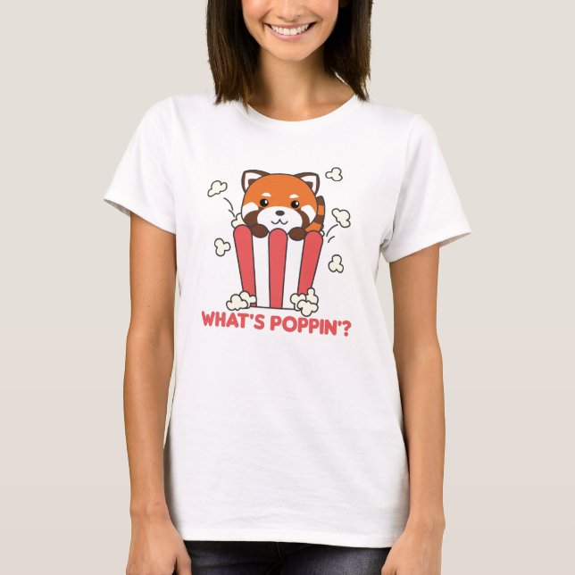 Camiseta Red Panda Popcorn Whats Poppin Funny (Anverso)