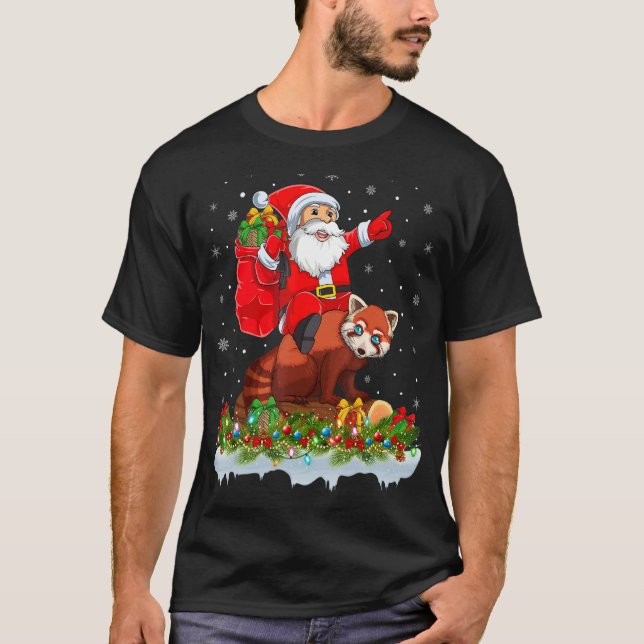 Camiseta Red Panda  Santa Riding Red Panda Christmas (Anverso)