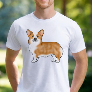 Camiseta Red Pembroke Welsh Corgi Cartoon Dog Art Retrato