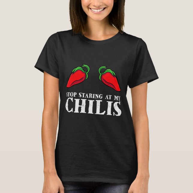 Camiseta Red Pepper Hot Scy Food Funny Stop Staring At My C (Anverso)