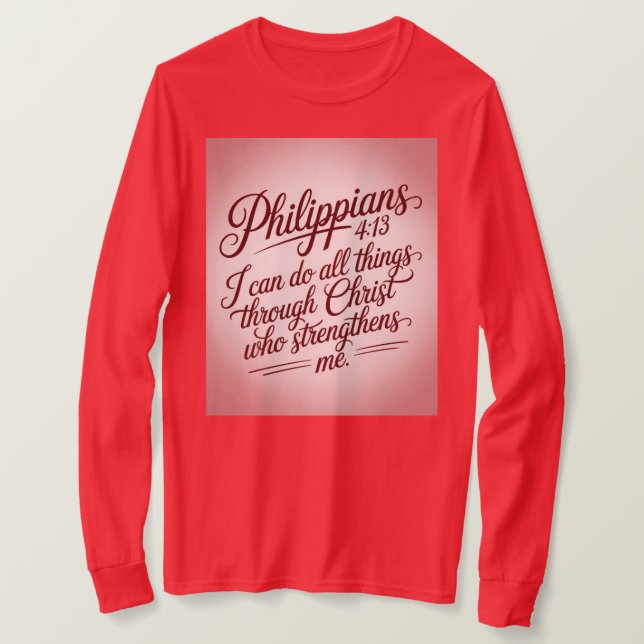 Camiseta Red Philippians Bible Quote T-Shirt (Anverso del diseño)