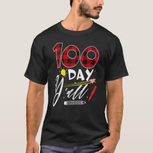 Camiseta Red Plaid 100 Days Y'all 100th Day Of School Stud