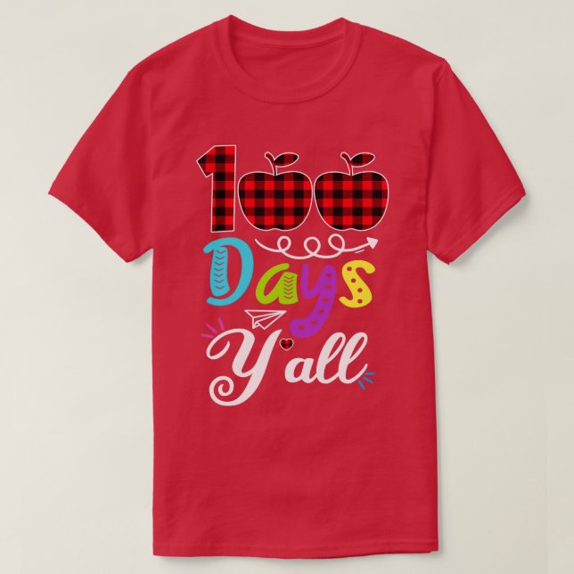 Camiseta Red Plaid 100 Días Yx27all Gracioso 100º Día De Sc (Diseño del anverso)