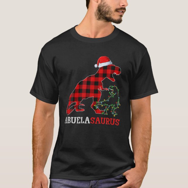 Camiseta Red Plaid Abuela Dinosaur (Anverso)