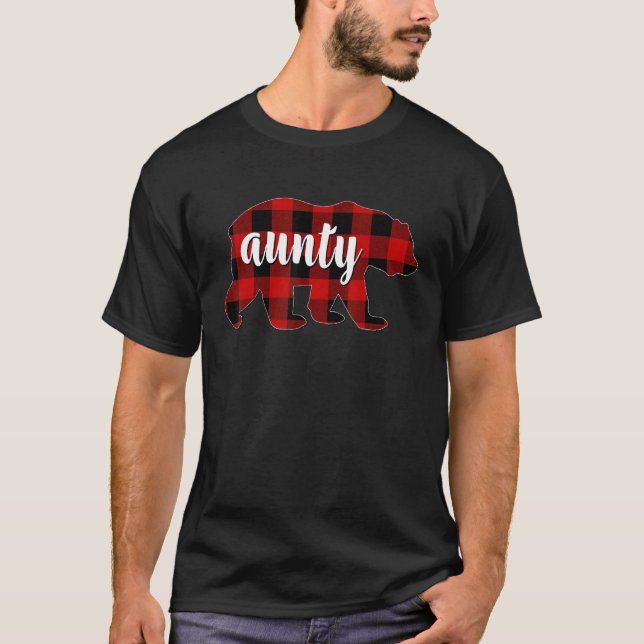 Camiseta Red Plaid Aunty Bear Matching Family Buffalo Chris (Anverso)