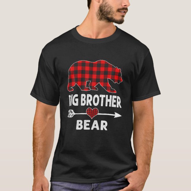 Camiseta Red Plaid Big Brother Bear Buffalo Matching Family (Anverso)