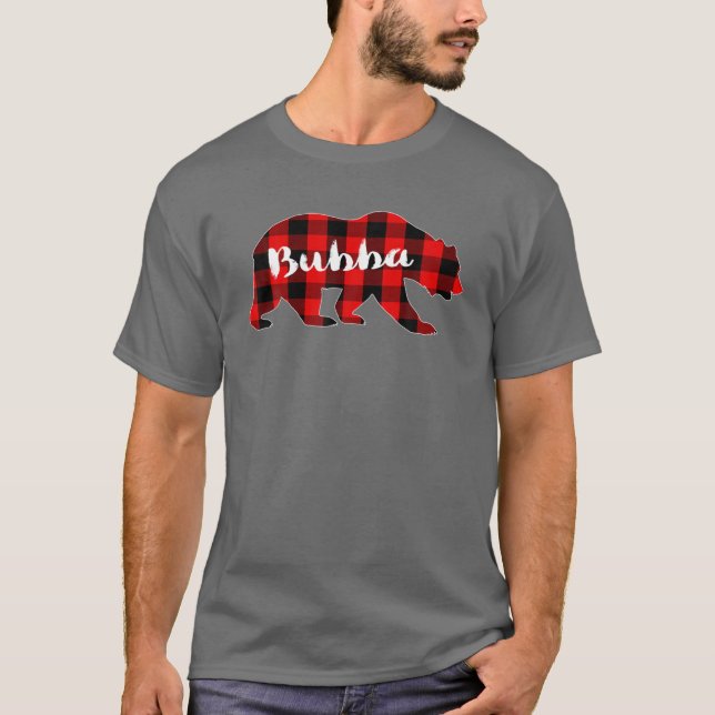 Camiseta Red Plaid Bubba Bear Búfalo Familia Pajama Christm (Anverso)