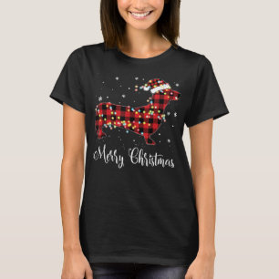 Camiseta Red Plaid Buffalo Dachshund Merry Christmas Pajama