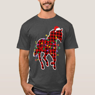 Camiseta Red Plaid Buffalo Horse Christmas Pajamas Xmas Lig
