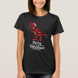 Camiseta Red Plaid Dinosaur Merry Christmas Buffalo Family