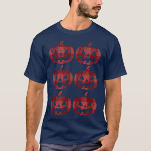 Camiseta Red Plaid Flannel Feliz Calabaza Halloween Jack O 
