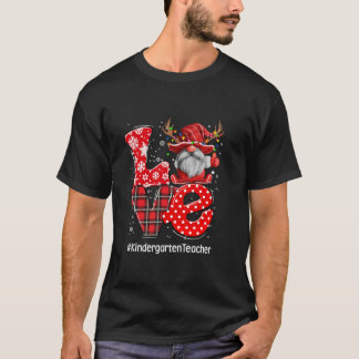 Camiseta Red Plaid Gnome Love Kindergarten Teacher Christma