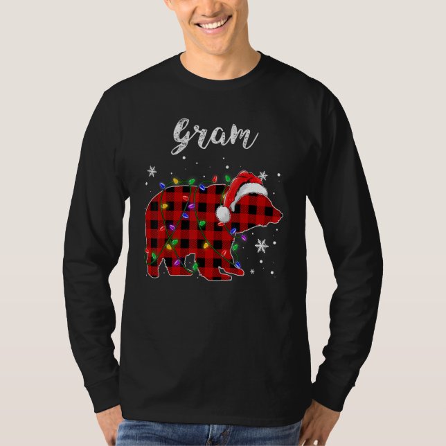 Camiseta Red Plaid Gram Bear Matching Family Christmas Paja (Anverso)
