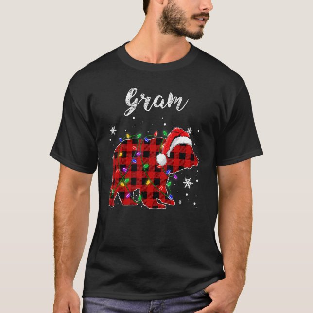 Camiseta Red Plaid Gram Bear Matching Family Christmas Paja (Anverso)