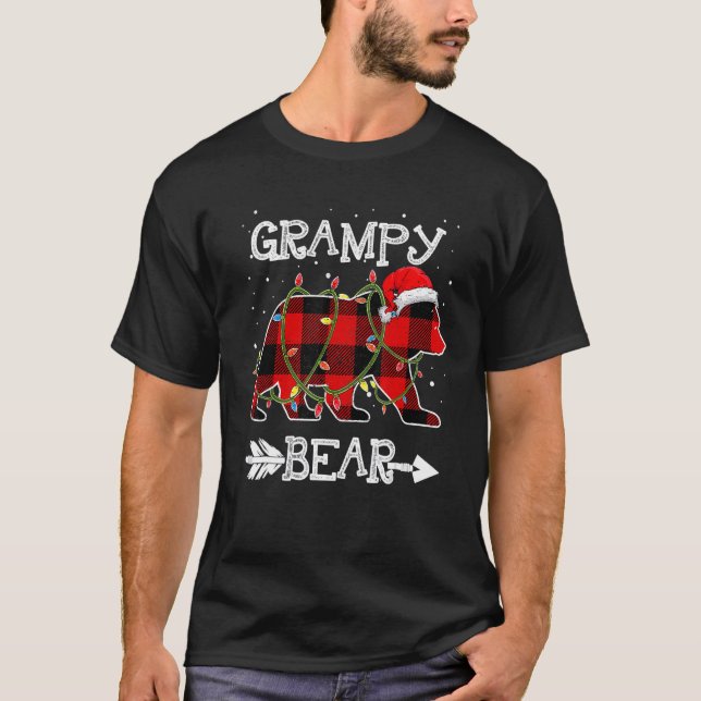 Camiseta Red Plaid Grampy Bear Christmas Santa Family Match (Anverso)