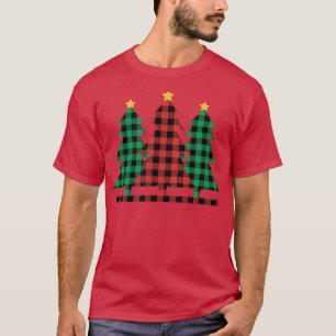 Camiseta Red Plaid Green Plaid Christmas Tree - Cute Christ