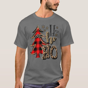 Camiseta Red Plaid Ho Ho Ho Ho Árbol de Navidad Santa Famil