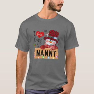 Camiseta Red Plaid I Love Being A Nanny Snowman Family Chri