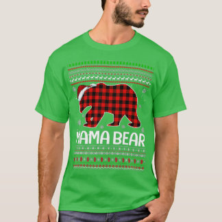 Camiseta Red Plaid Mama Bear Christmas Pajama Matching Fami