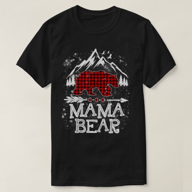 Camiseta Red Plaid Mama Bear Christmas Pajama Matching Fami (Diseño del anverso)