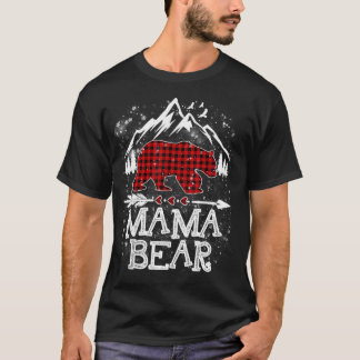 Camiseta Red Plaid Mama Bear Christmas Pajama Matching Fami