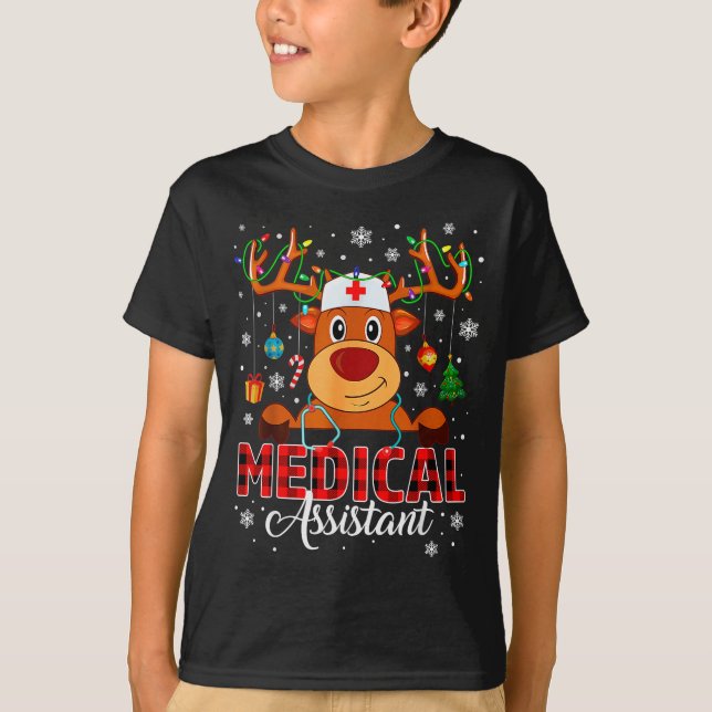 Camiseta Red Plaid Medical Istant Nurse Reindeer Christmas  (Anverso)