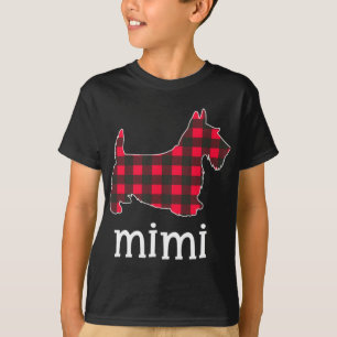 Camiseta Red Plaid Mimi Abuela Scottish Dog Navidades