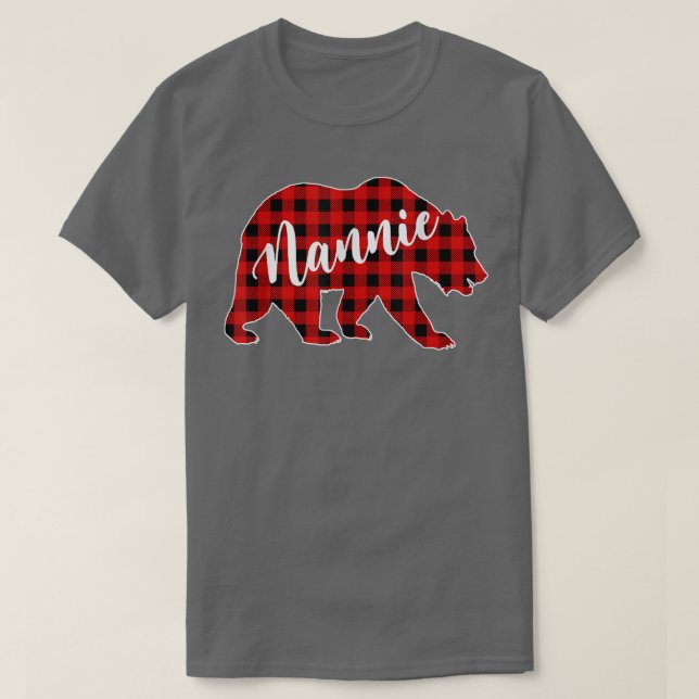 Camiseta Red Plaid Nannie Bear Familia Búfalo Paja (Diseño del anverso)