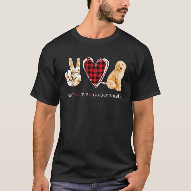 Camiseta Red Plaid-Peace Love Goldendoodles (Anverso)