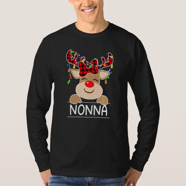 Camiseta Red Plaid Reindeer Nonna Christmas Light Christmas (Anverso)
