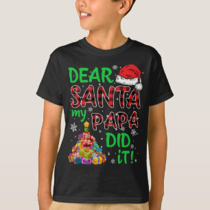 Camiseta Red Plaid Santa Hat Navidades Querido Papá Noel D